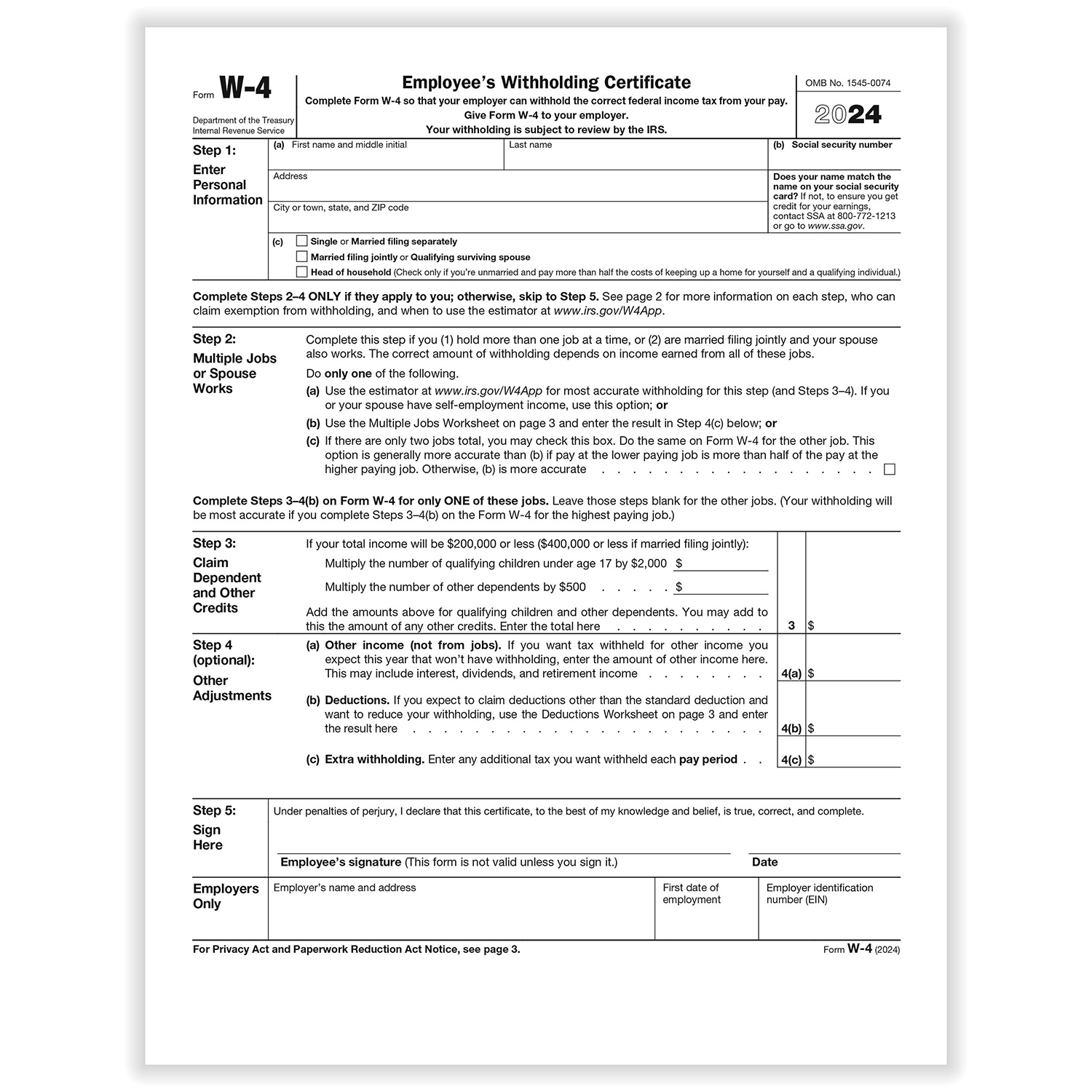 2024 Irs W-4 Form | Hrdirect in What Are W4 And I9 Forms