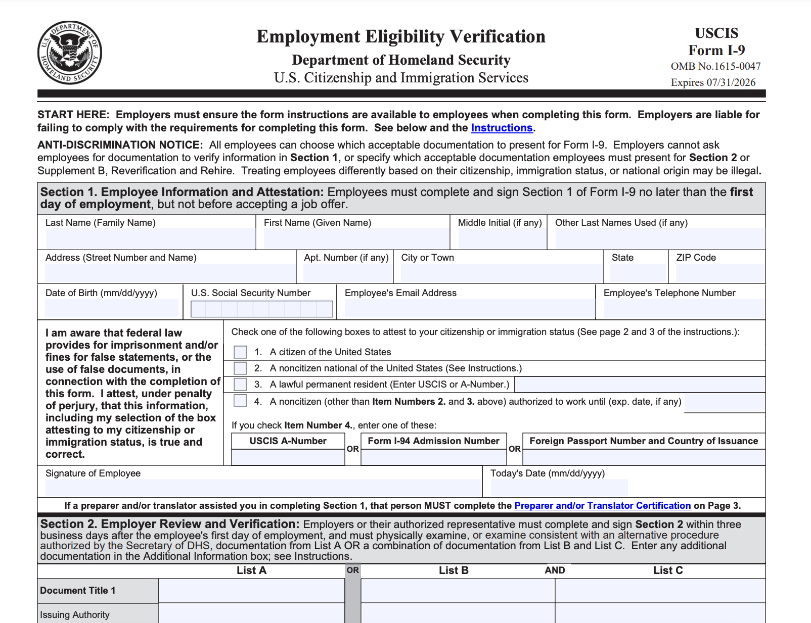 Form I-9, Explained - Boundless for What Do I Need For My I9 Form