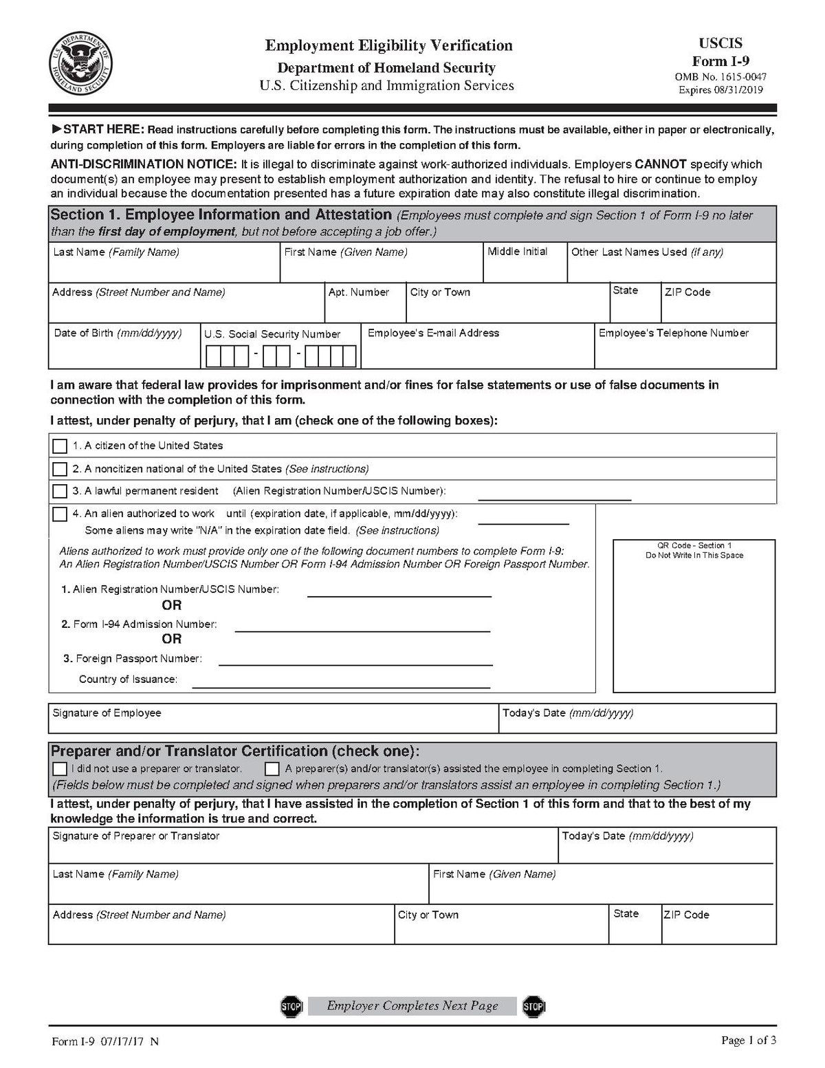 Form I-9 - Wikipedia for Where To Get I9 Form